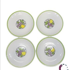 4 PC Fruit print Tiffany Metlox Poppy‎ Trail Pottery Saucer plates California